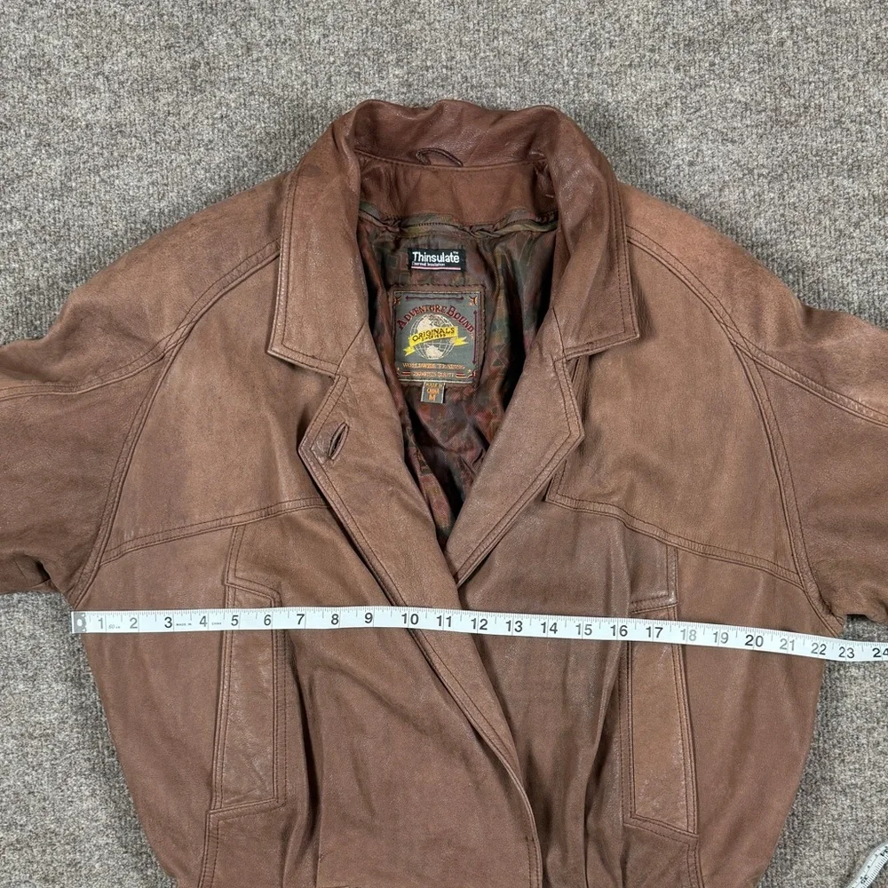 Vintage 90s Wilsons Adventure Bound Brown Genuine Leather Bomber Jacket Womens M - Picture 11 of 11